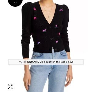 Black Floral Embroidered Women's Sweater